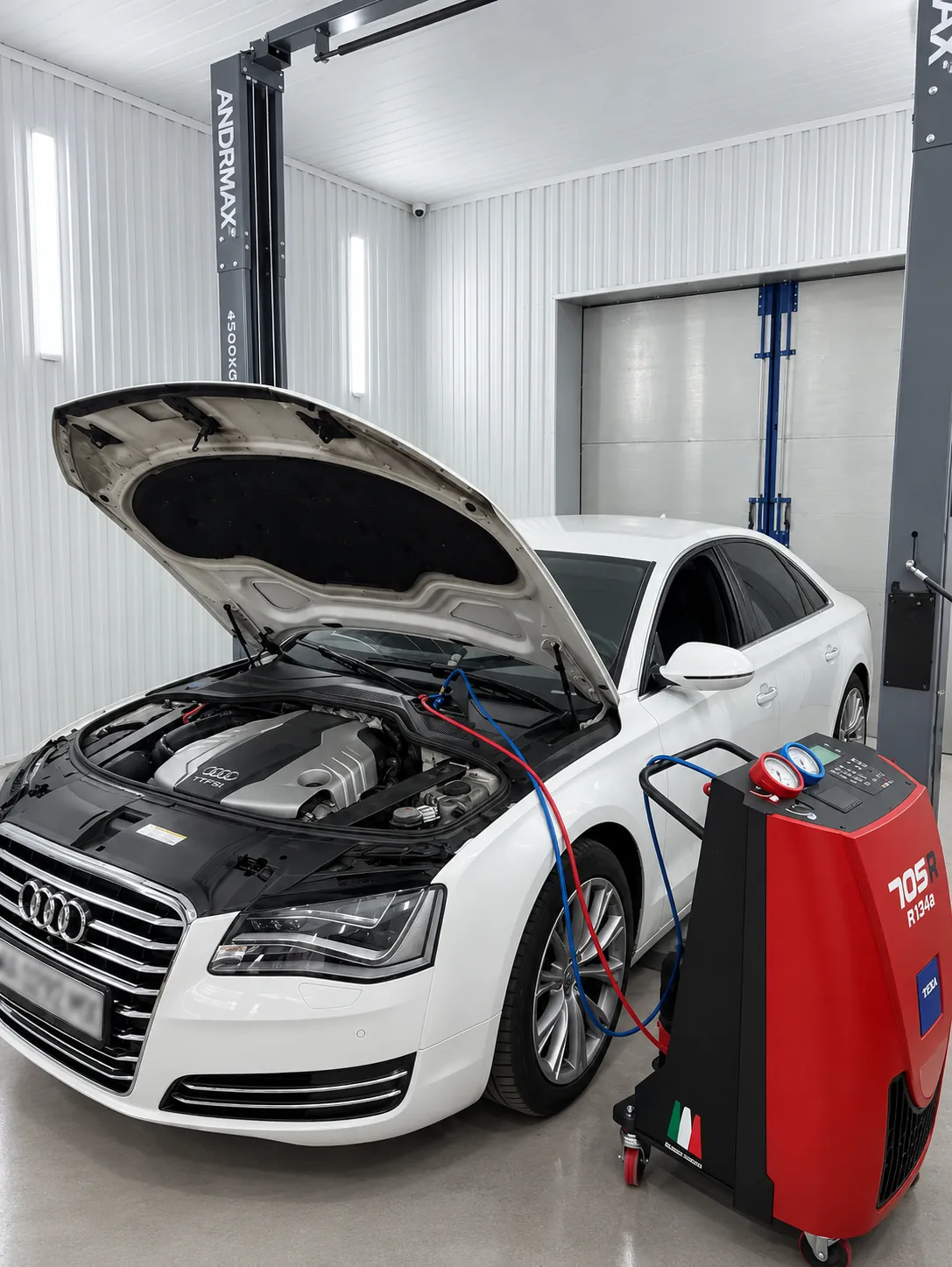 Заправка кондиціонера авто на станції в боксі автосервісу Everest Auto, Бердичів